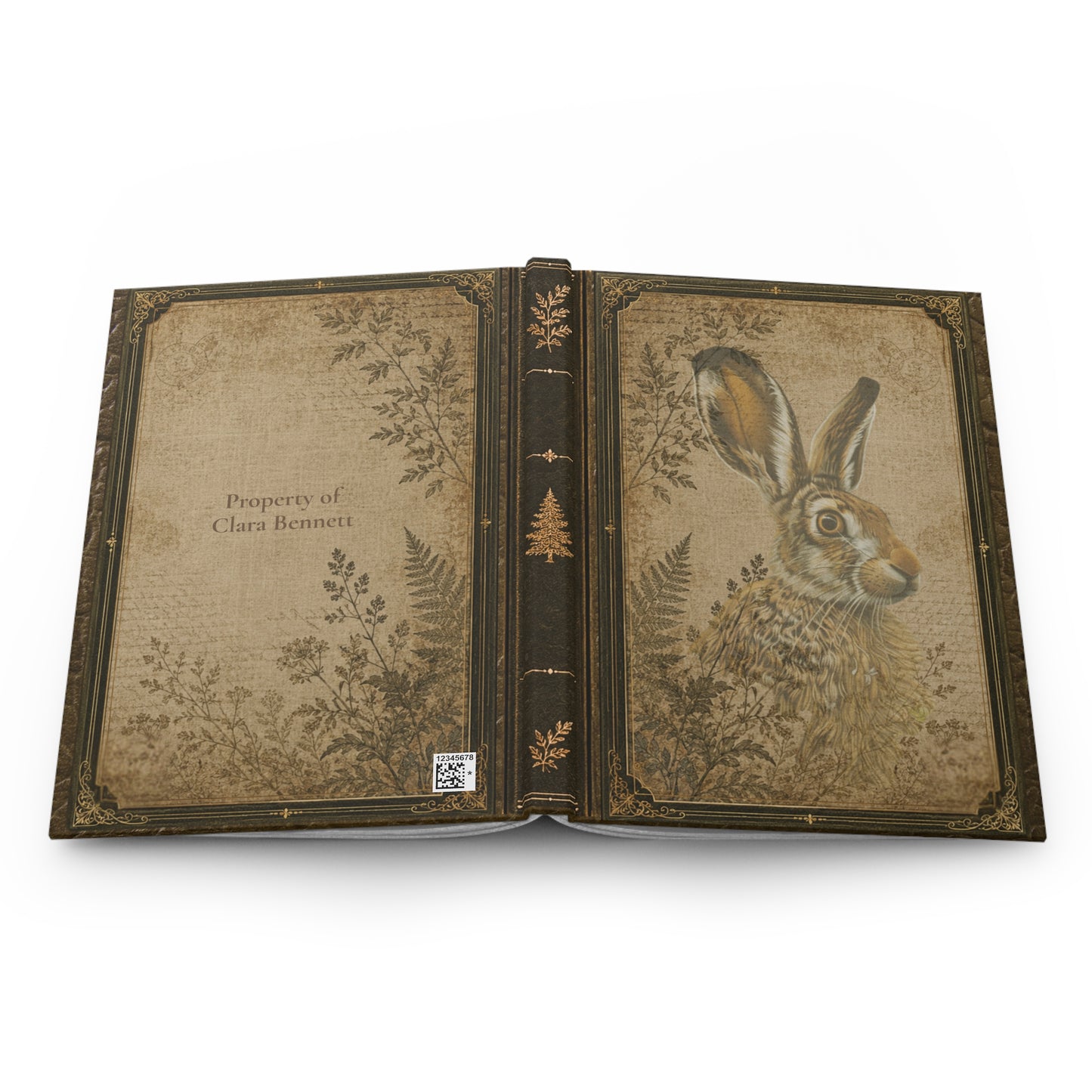 Woodland Hare Journal – Personalized Vintage-Inspired Botanical Hardcover Notebook