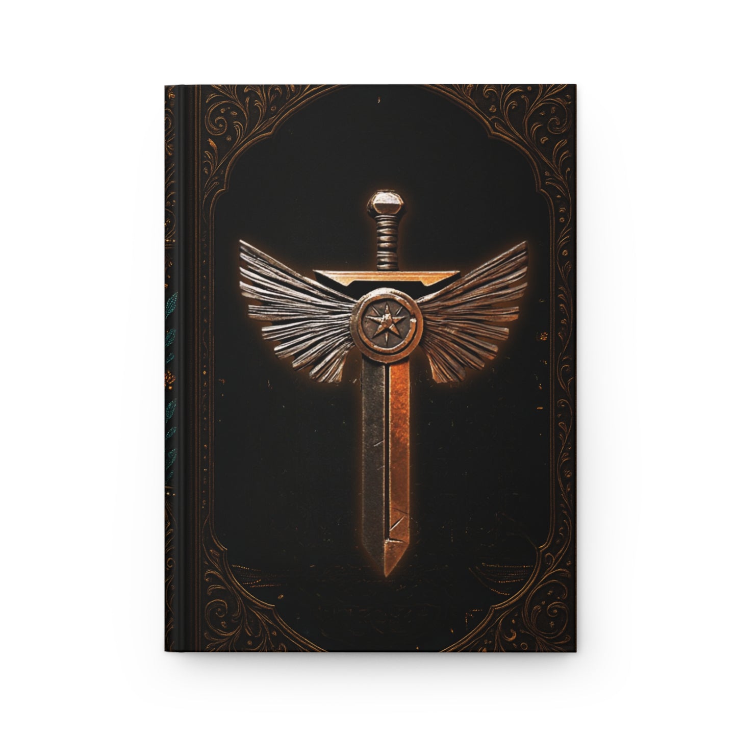 Winged Sword Journal – Fantasy RPG Notebook, Medieval Warrior Diary, Personalized Hardcover Journal, Gothic Book of Courage