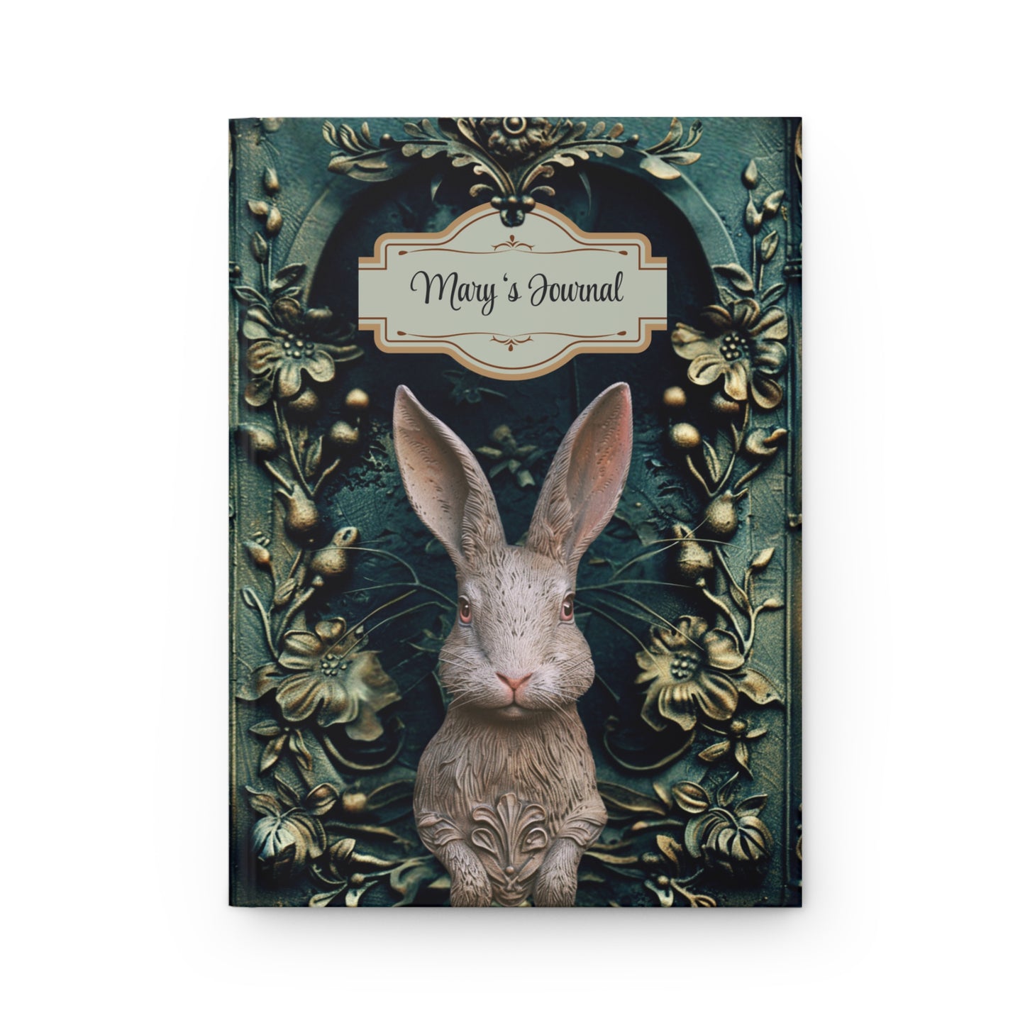 Embossed Look Rabbit Journal – Whimsical Garden Writing Notebook