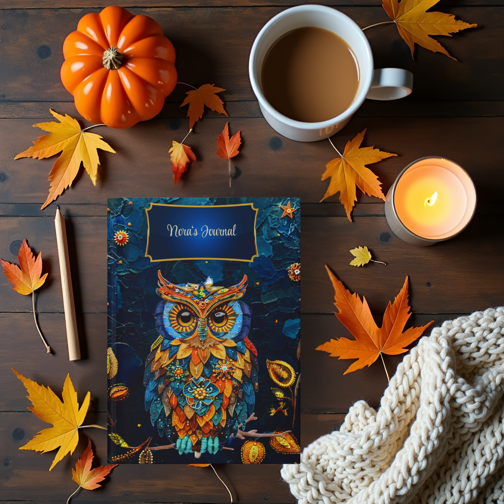Beaded Look Owl Journal – Whimsical Nature-Inspired Writing Gift