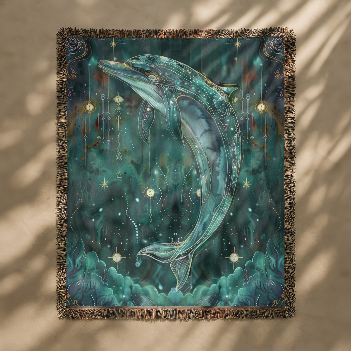 Beaded Look Dolphin – Woven Throw Blanket