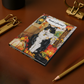 Quilted-Look Tuxedo Cat Journal - Autumn Lantern Scene, Cat Lover Gift