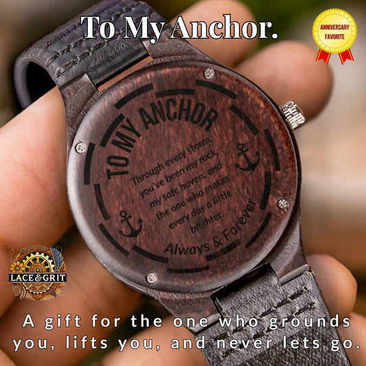 Through Every Storm – Engraved Wooden Watch | Sentimental Gift for Husband or Boyfriend