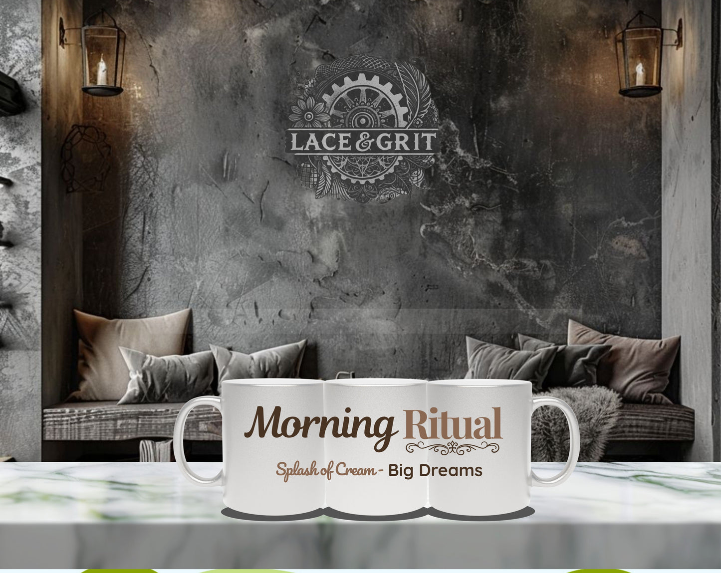 Morning Ritual Metallic Mug – Gold or Silver Coffee Mug – Boho Dreamer Gift – Slow Mornings Mug – Intentional Living Drinkware