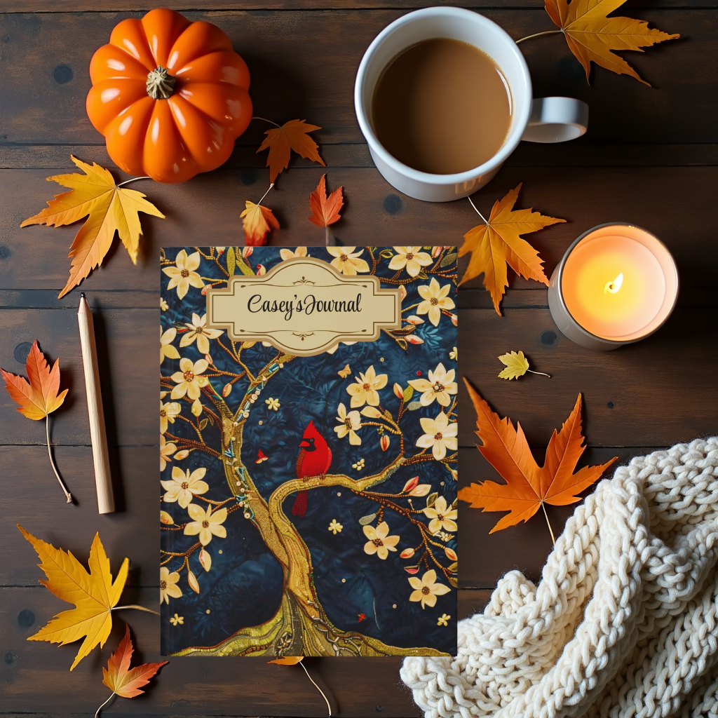 Beaded Look Cardinal – Hardcover Journal