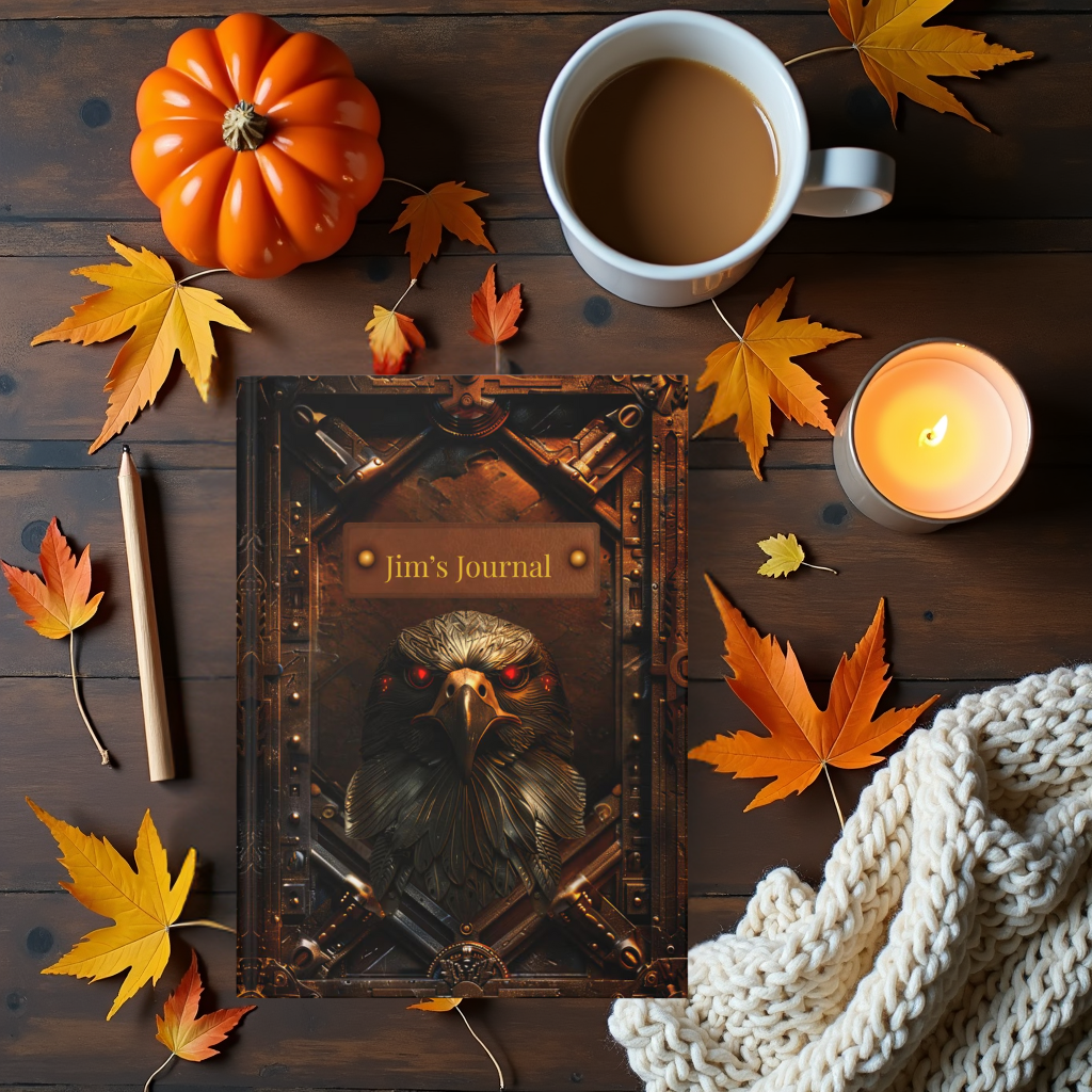 Embossed Look Eagle Journal – Fantasy Steampunk Writing Notebook