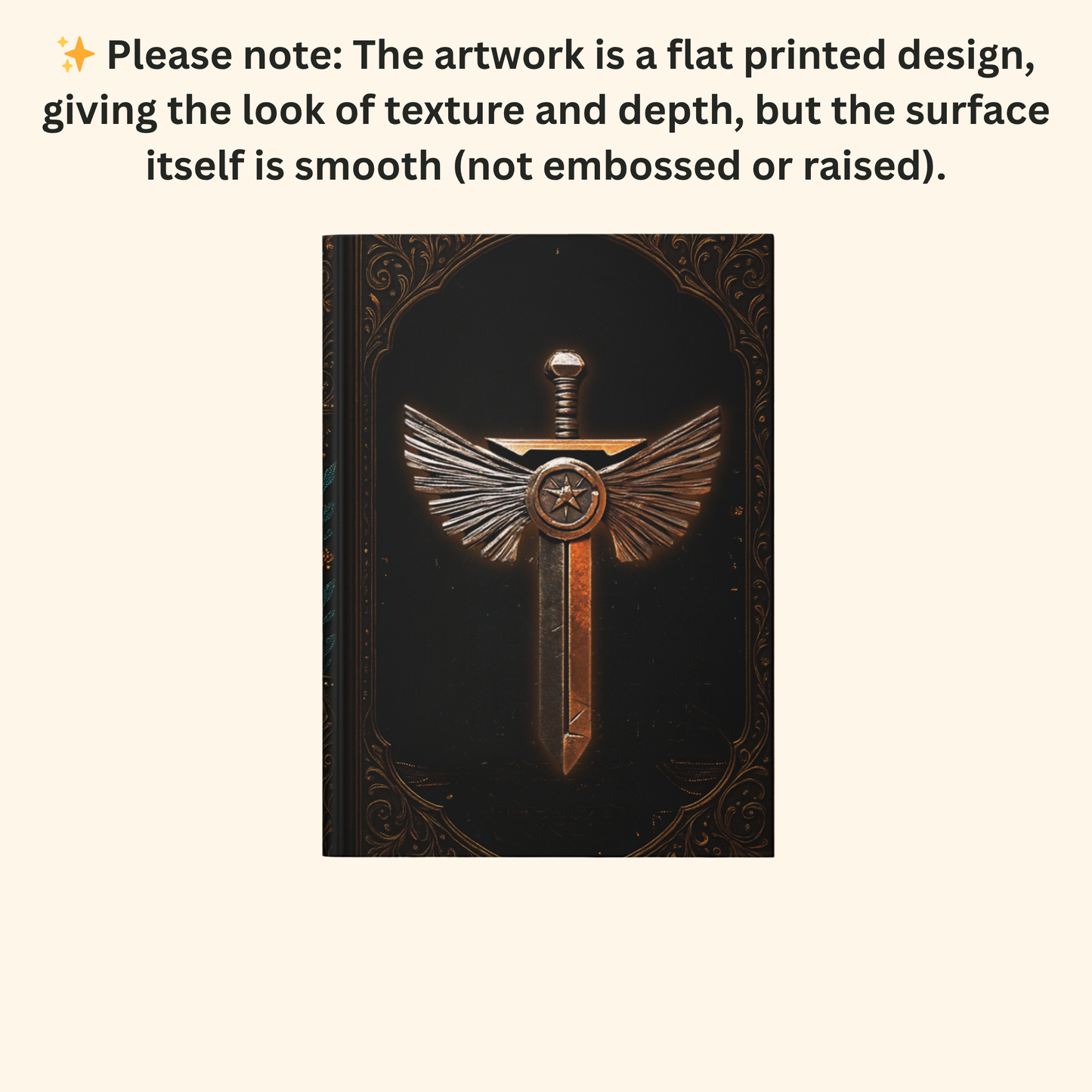 Winged Sword Journal – Fantasy RPG Notebook, Medieval Warrior Diary, Personalized Hardcover Journal, Gothic Book of Courage