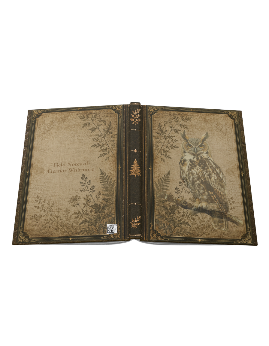 Woodland Owl Journal – Personalized Vintage-Inspired Botanical Hardcover Notebook