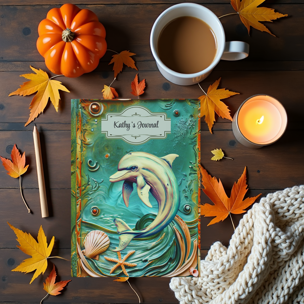Embossed Look Dolphin Journal – Ocean Fantasy Writing Notebook Gift