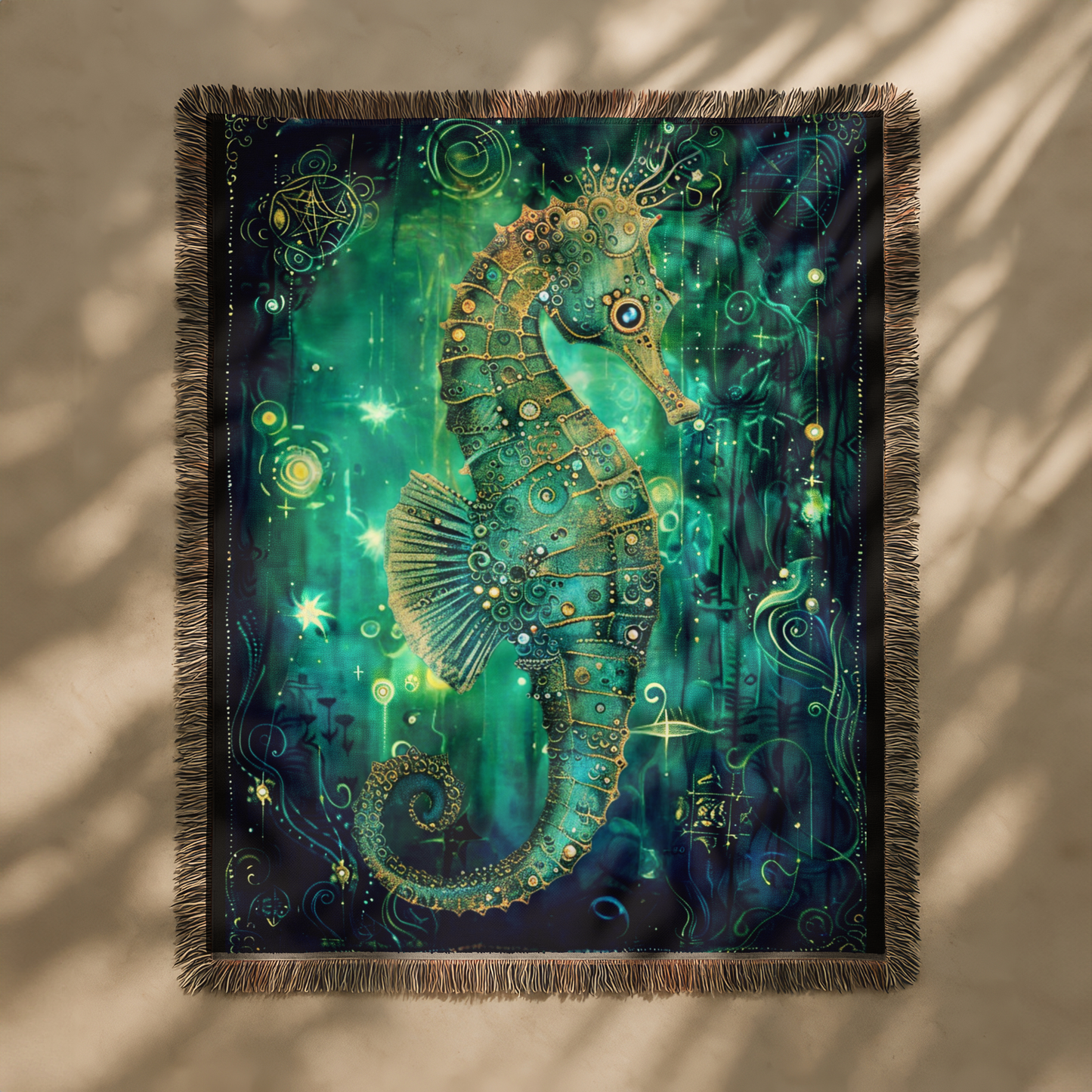 Beaded Look Seahorse – Woven Throw Blanket