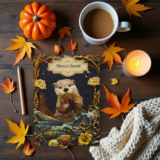 Beaded Look River Otter – Hardcover Journal