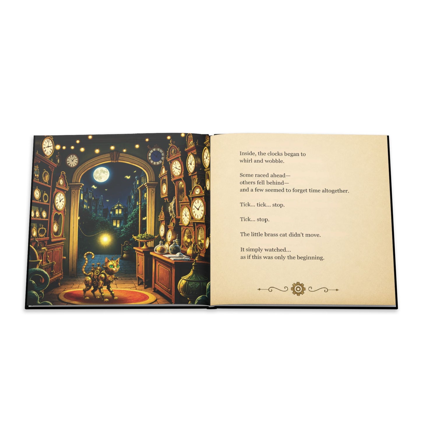 Miss Pepp and the Clockwork Cat Book, Personalized Hardcover Children's Book, Bedtime Story, Steampunk Picture Book, Gift