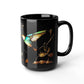 Stained Glass Look Hummingbird – Black Ceramic Mug