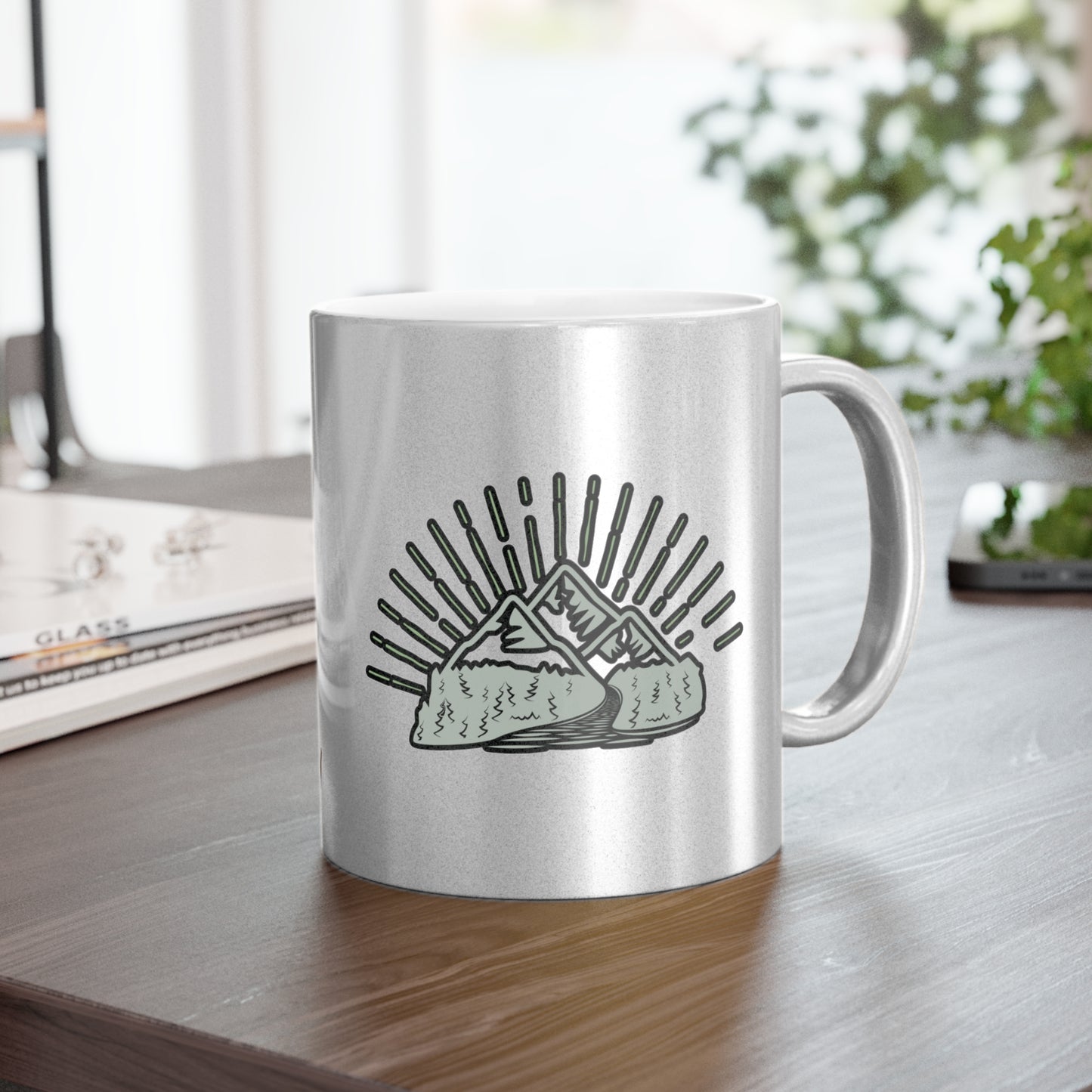 Metallic Free Spirit Mug - Boho Mountain Coffee Mug - Find Your Path Fuel Your Journey |Inspirational Metallic Mug