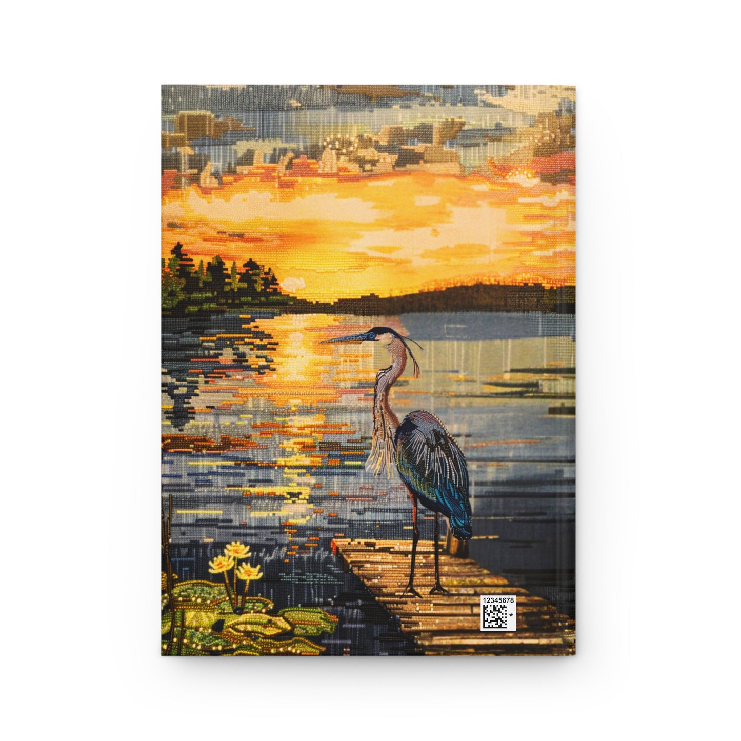 Beaded Look Blue Heron – Hardcover Journal