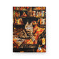 Quilted-Look Maine Coon Journal - Cozy Bookshelf Scene, Cat Lover Gift