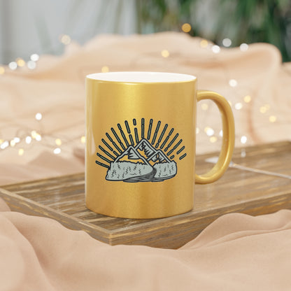 Metallic Free Spirit Mug - Boho Mountain Coffee Mug - Find Your Path Fuel Your Journey |Inspirational Metallic Mug