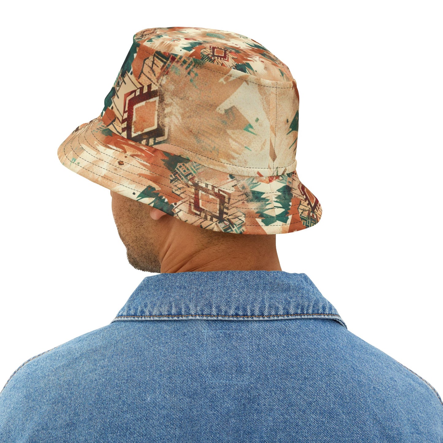 Desert Mirage Bucket Hat – Southwestern Boho Pattern in Clay & Teal | Unisex All-Over Print Hat by Lace & Grit