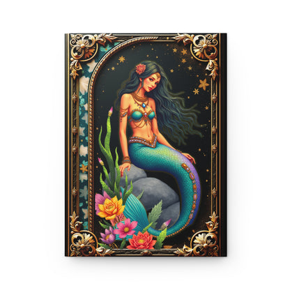 Mermaid Journal – Ocean Fantasy Notebook, Gold Filigree Mermaid Diary, Personalized Hardcover Journal, Sea Lover Gift for Writers