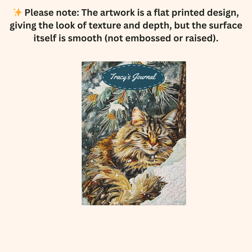 Quilted-Look Norwegian Forest Cat Journal - Winter Scene, Cat Gift