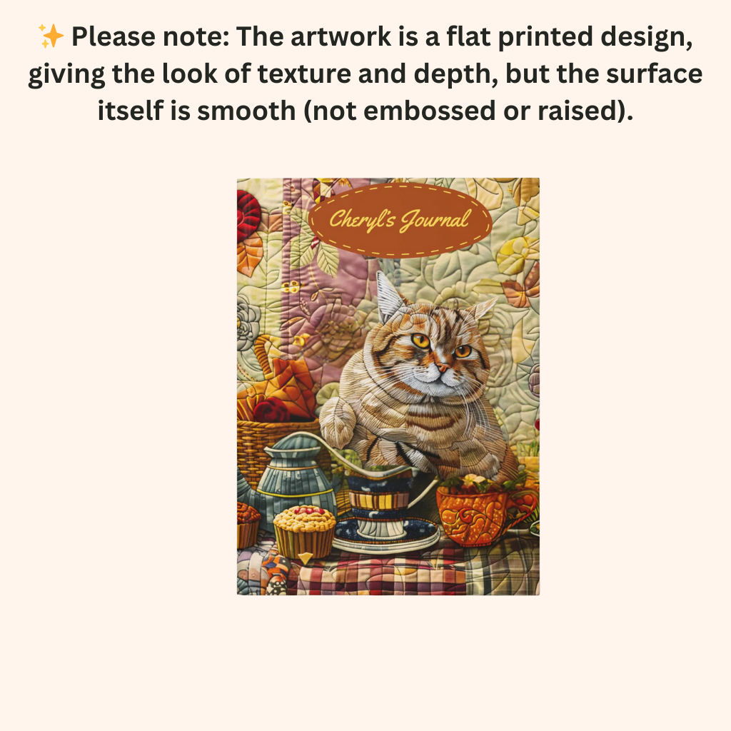 Quilted-Look British Shorthair Journal - Cozy Tea Scene, Cat Lover Gift