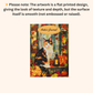 Quilted-Look Calico Cat Journal - Autumn Lantern Scene, Cat Lover Gift