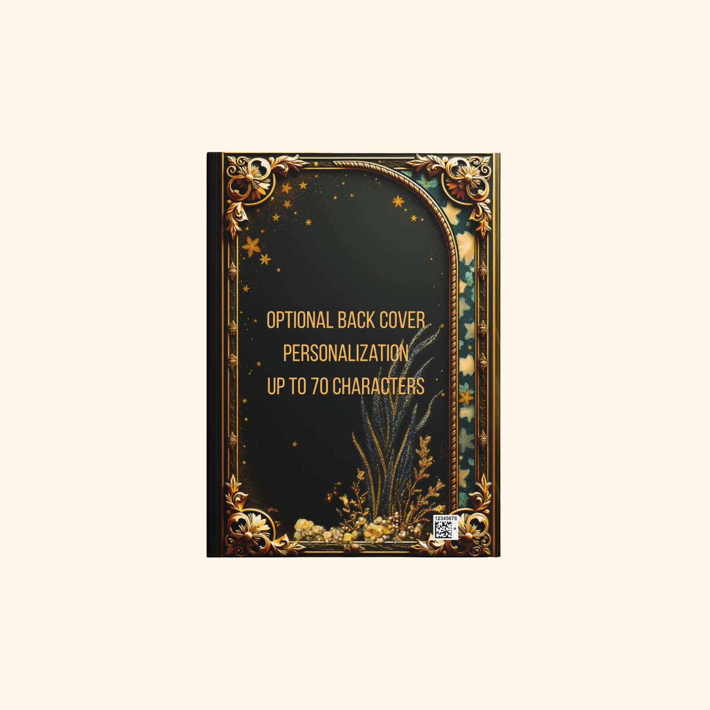 Enchanted Seahorse Journal – Ocean Fantasy Notebook, Gold Filigree Sea Journal, Personalized Hardcover Diary, Mystical Ocean Lover Gift