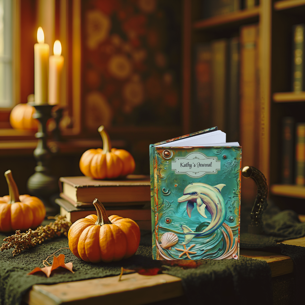 Embossed Look Dolphin Journal – Ocean Fantasy Writing Notebook Gift
