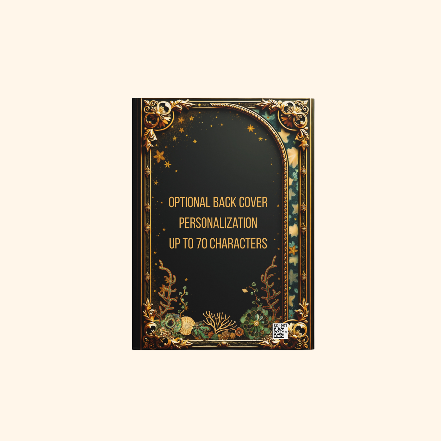 Sea Turtle Journal – Ocean Fantasy Notebook, Gold Filigree Turtle Diary, Personalized Hardcover Journal, Coastal Gift for Ocean Lovers