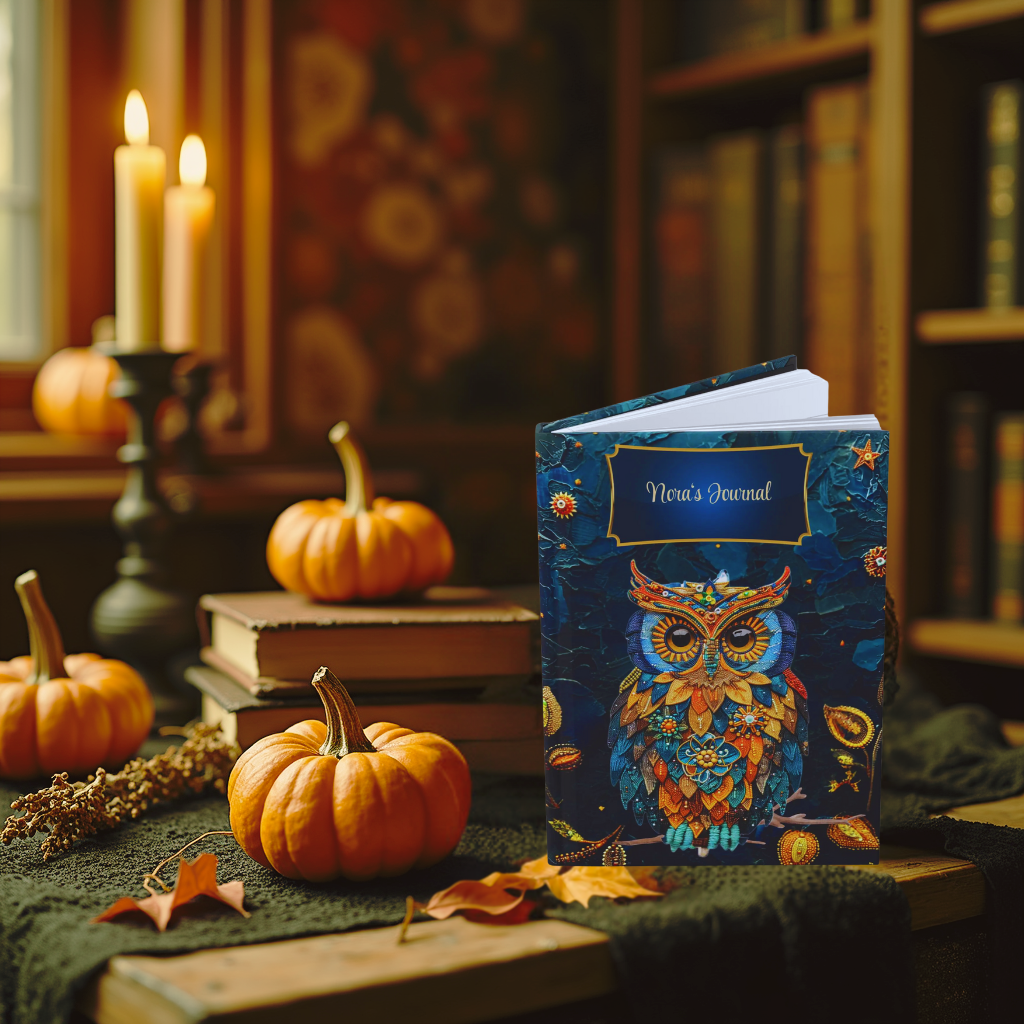 Beaded Look Owl Journal – Whimsical Nature-Inspired Writing Gift