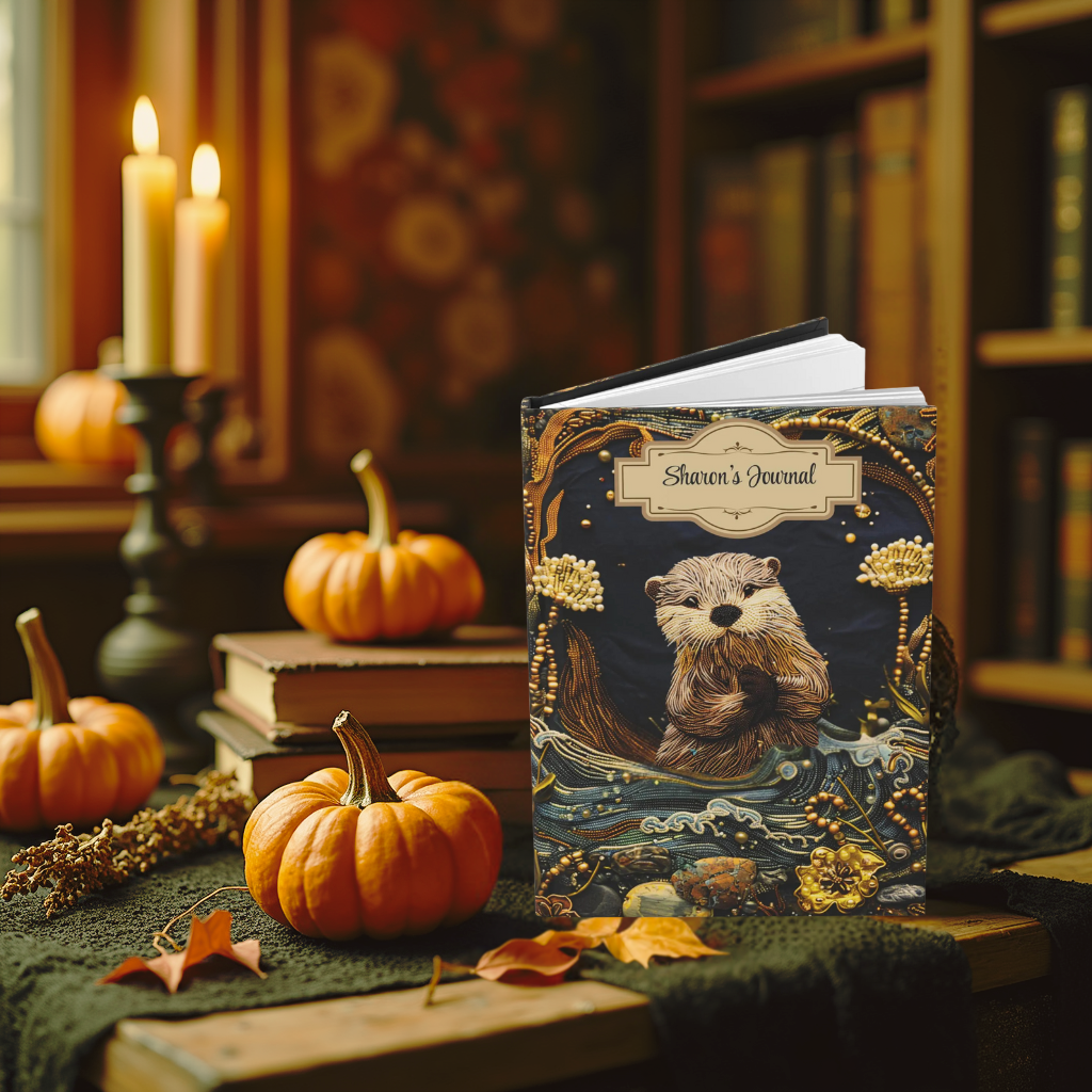 Beaded Look River Otter – Hardcover Journal