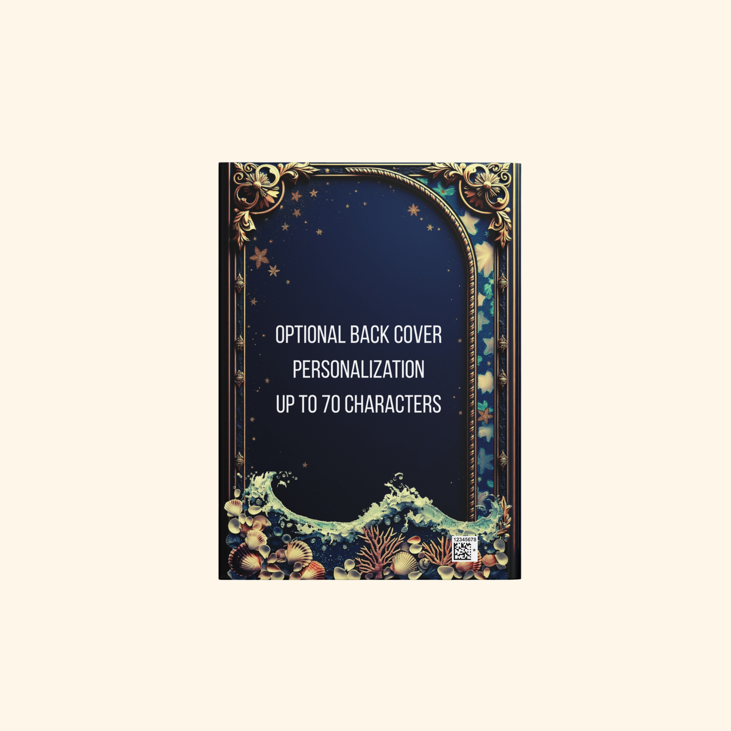 Dolphin Journal – Ocean Fantasy Notebook, Gold Filigree Dolphin Diary, Personalized Hardcover Journal, Coastal Gift for Sea Lovers