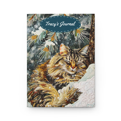 Quilted-Look Norwegian Forest Cat Journal - Winter Scene, Cat Gift