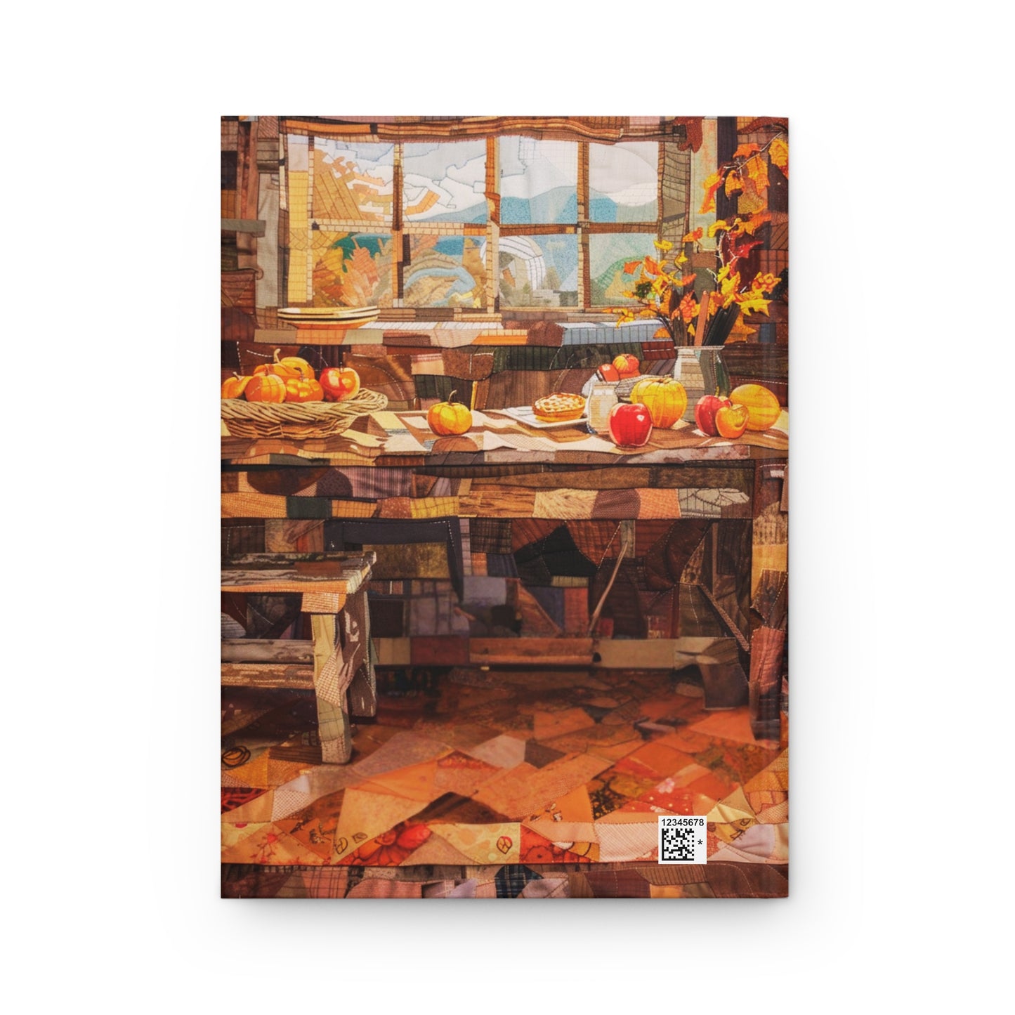 Quilted-Look Yellow Lab Journal - Rustic Autumn Farmhouse Scene, Dog Gift