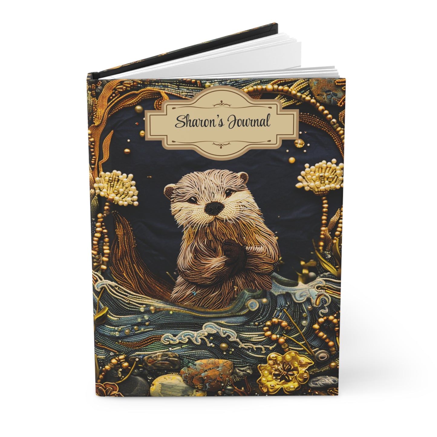 Beaded Look River Otter – Hardcover Journal