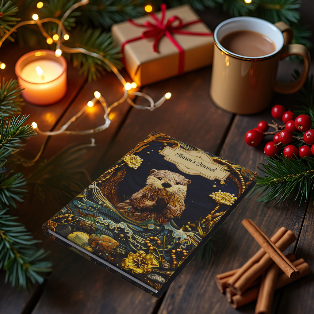 Beaded Look River Otter – Hardcover Journal