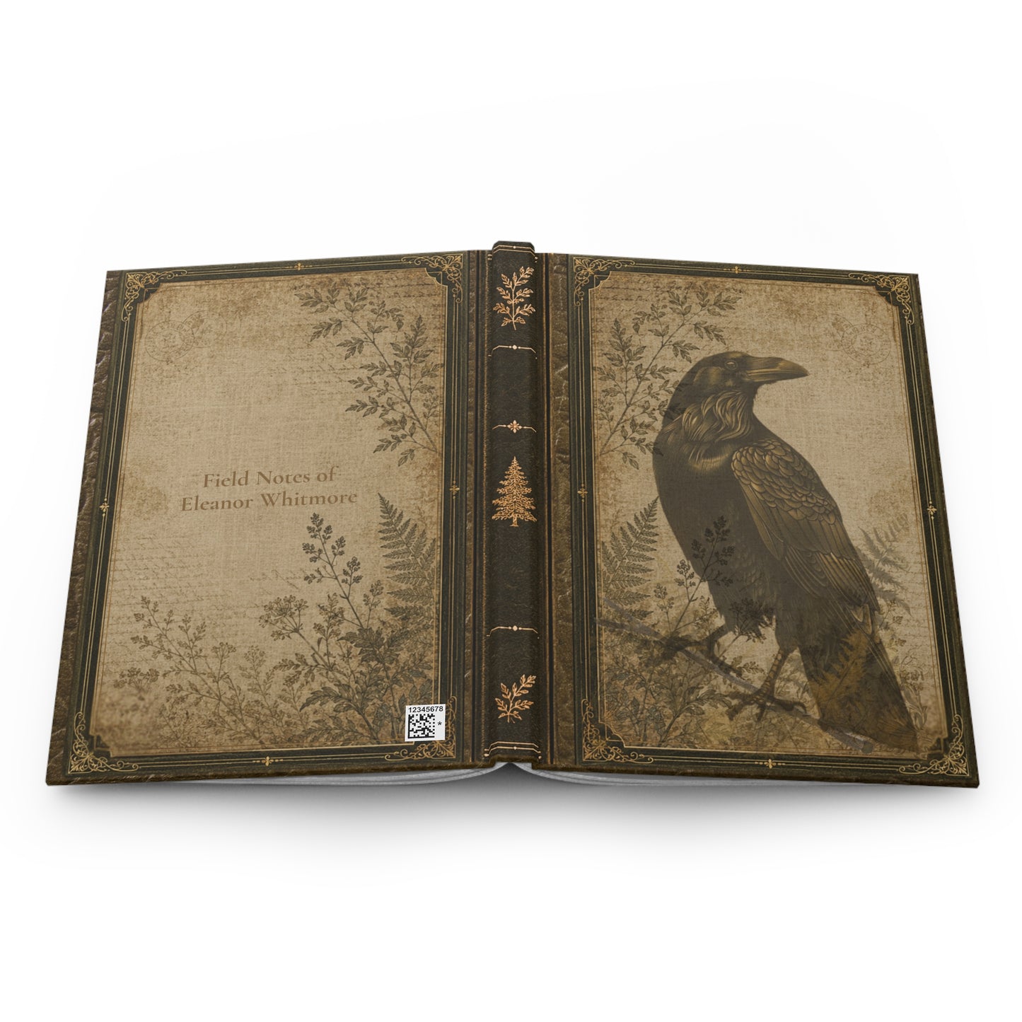 Woodland Raven Journal – Personalized Vintage-Inspired Botanical Hardcover Notebook