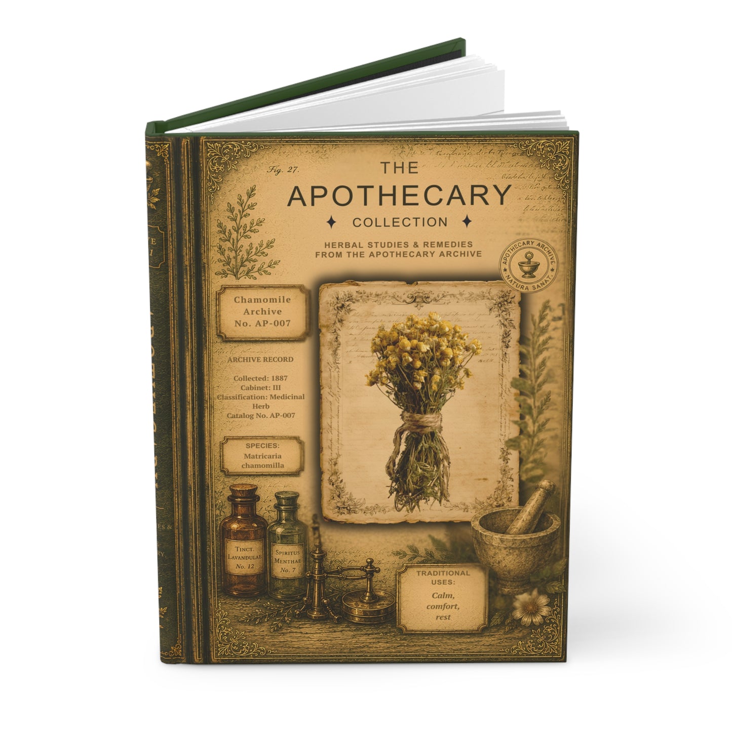 Chamomile Journal, Personalized Herbal Journal, Apothecary Notebook, Botanical Writing Journal, Dark Academia Gift