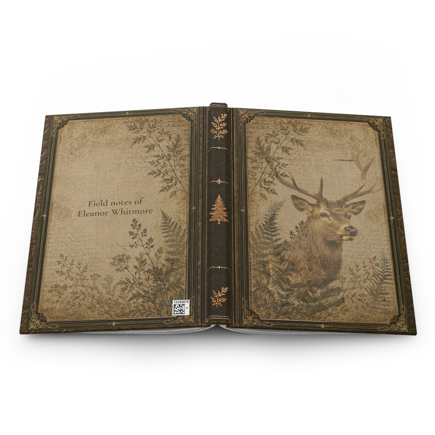 Woodland Stag Journal – Personalized Vintage-Inspired Botanical Hardcover Notebook