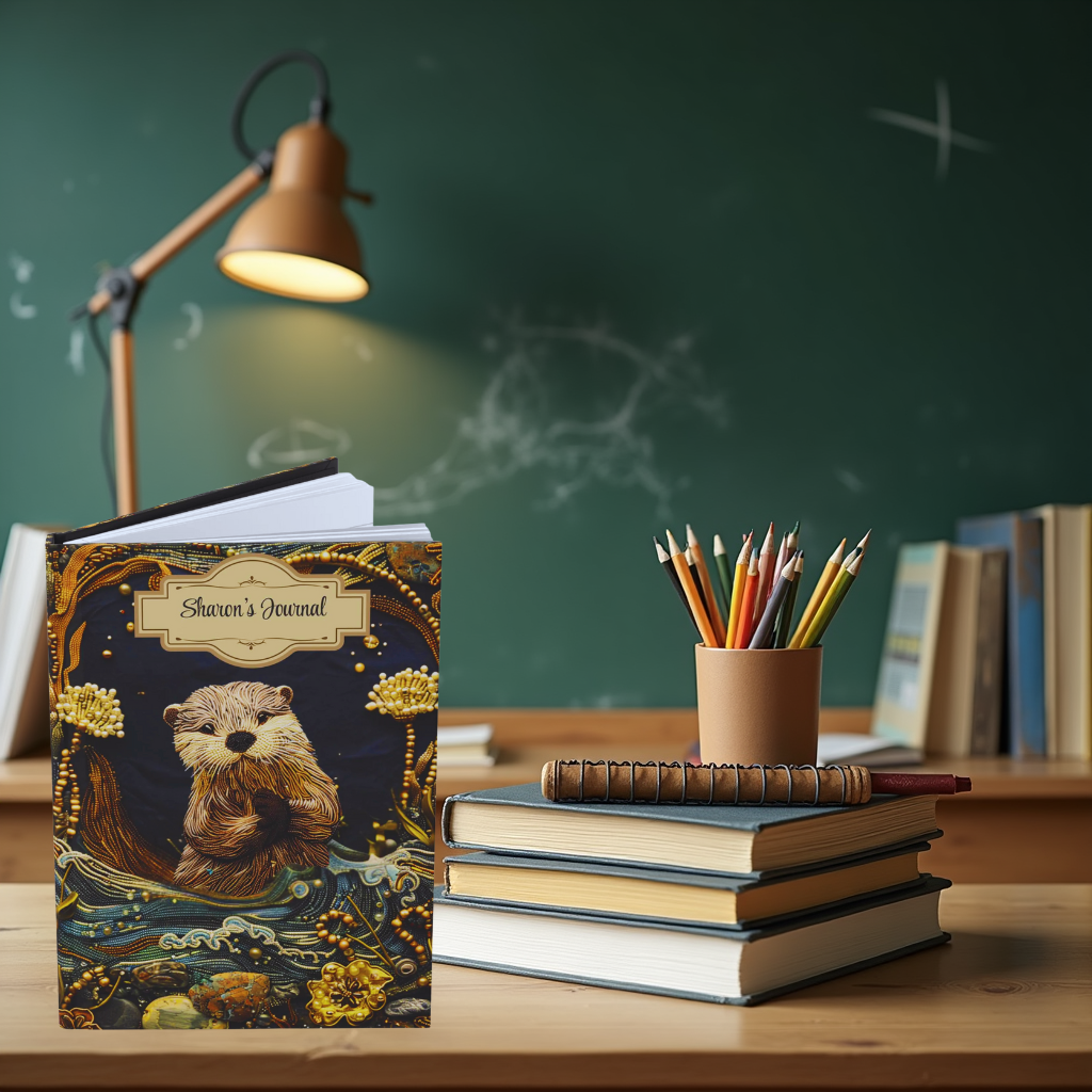 Beaded Look River Otter – Hardcover Journal