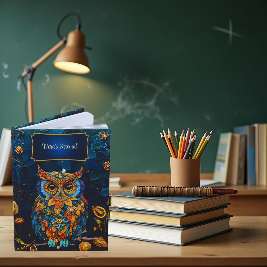 Beaded Look Owl Journal – Whimsical Nature-Inspired Writing Gift