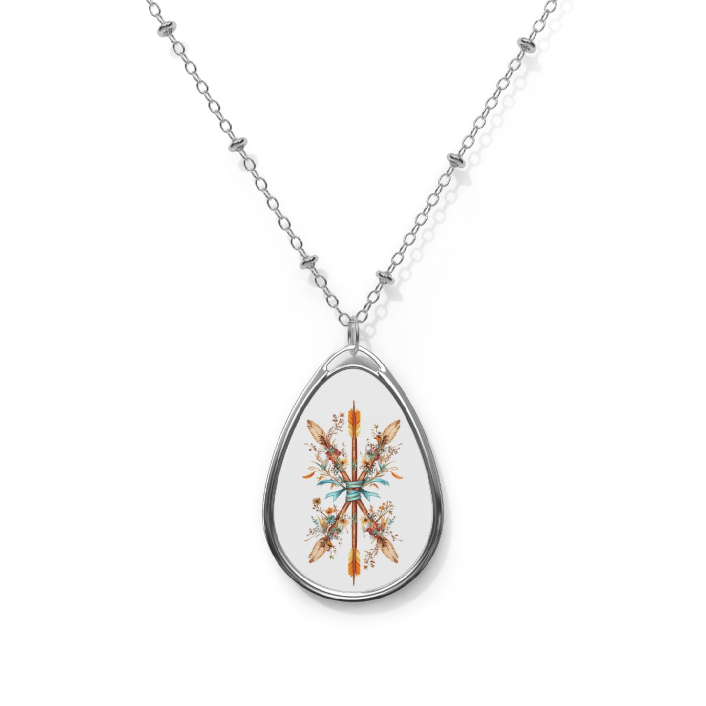 Boho Crossed Arrows Teardrop Necklace – Floral Rustic Charm | Symbolic Jewelry for Free Spirits