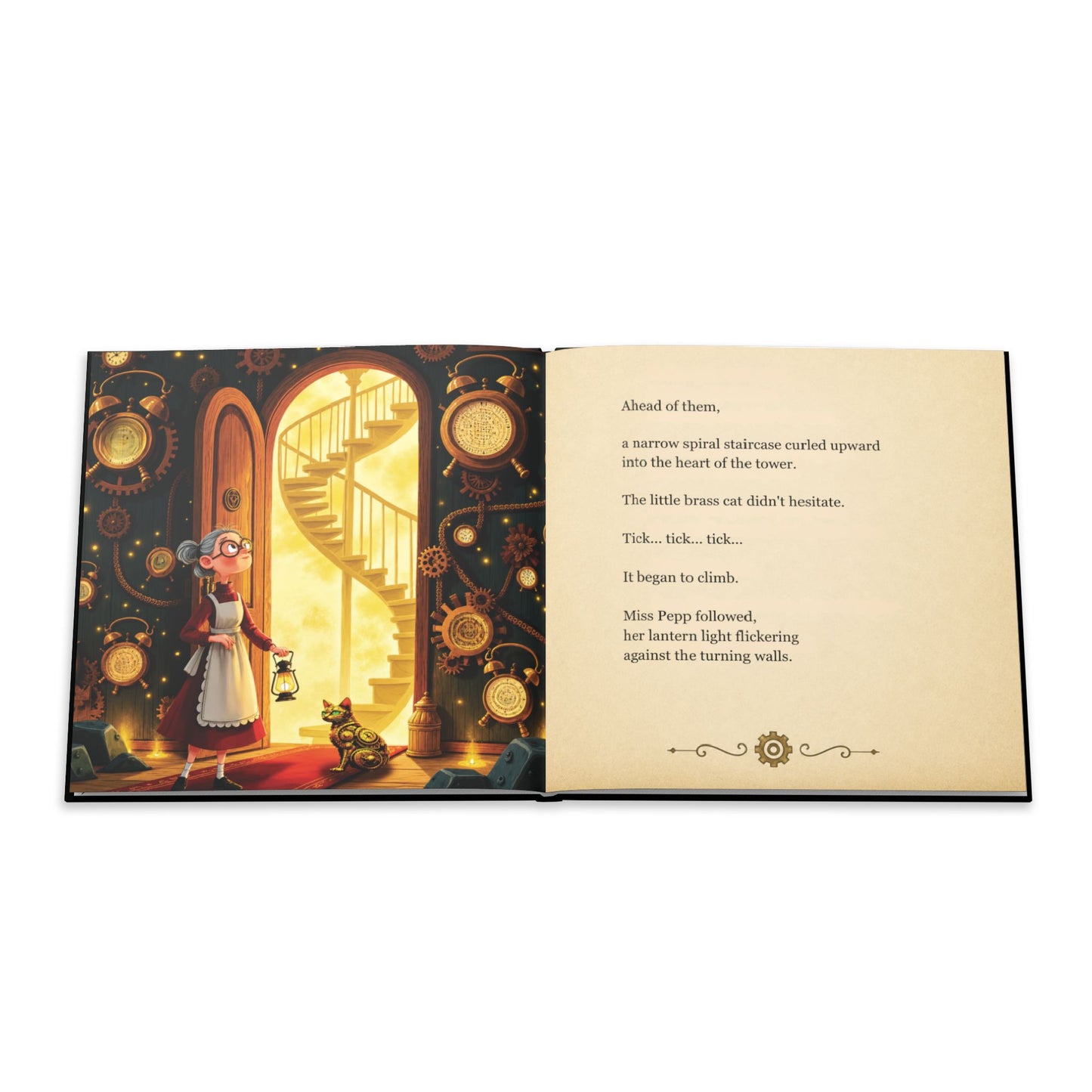 Miss Pepp and the Clockwork Cat Book, Personalized Hardcover Children's Book, Bedtime Story, Steampunk Picture Book, Gift