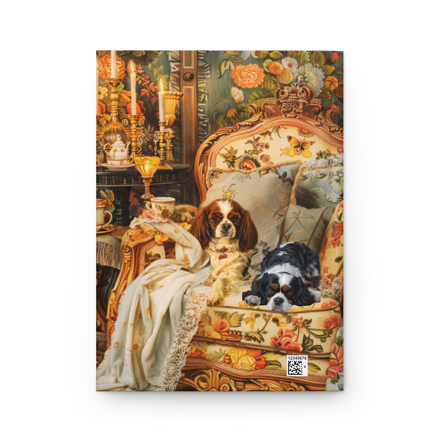 Quilted-Look Cavalier King Charles Journal - Vintage Armchair Scene