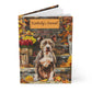 Quilted-Look Pit Bull Journal - Autumn Porch Scene, Dog Lover Gift