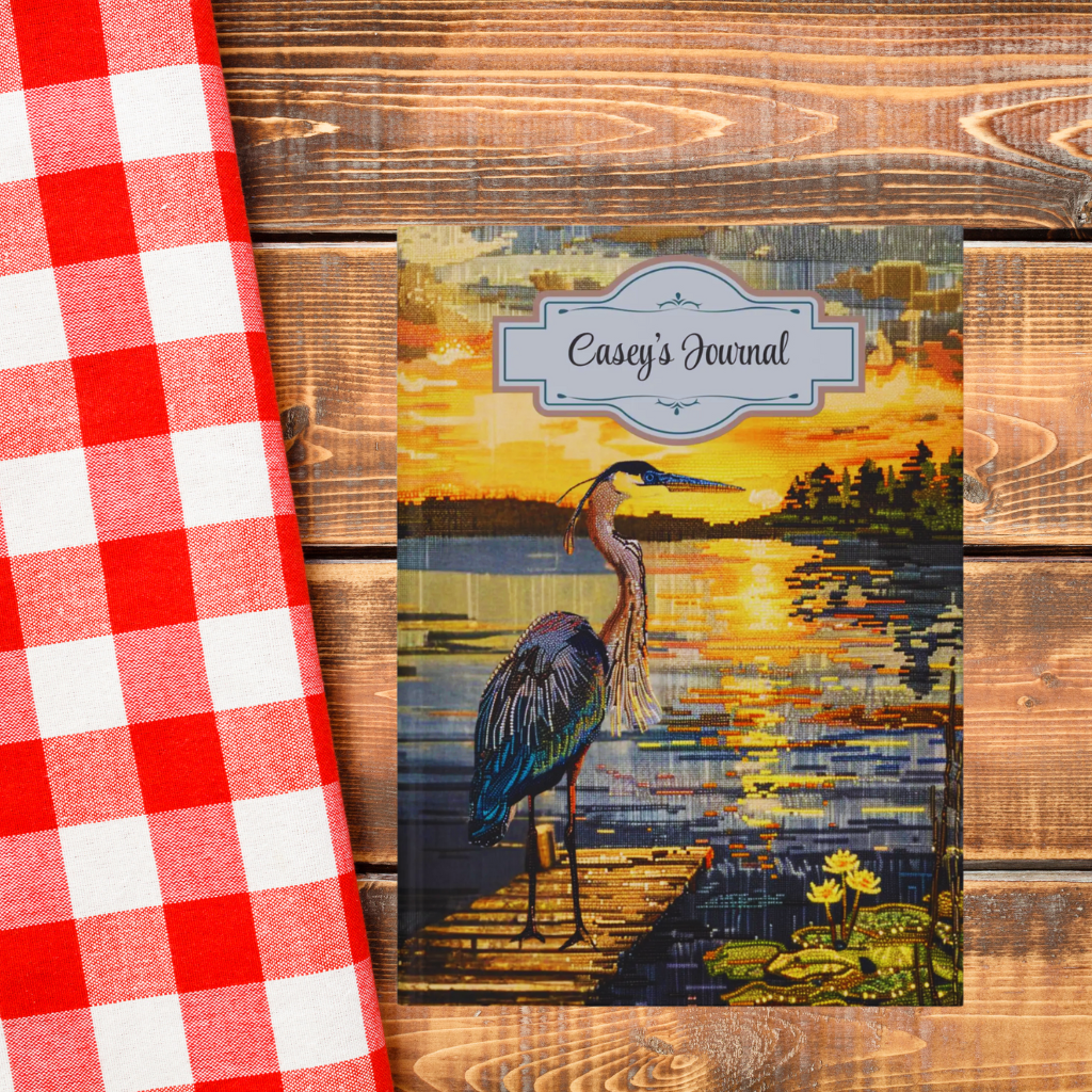 Beaded Look Blue Heron – Hardcover Journal