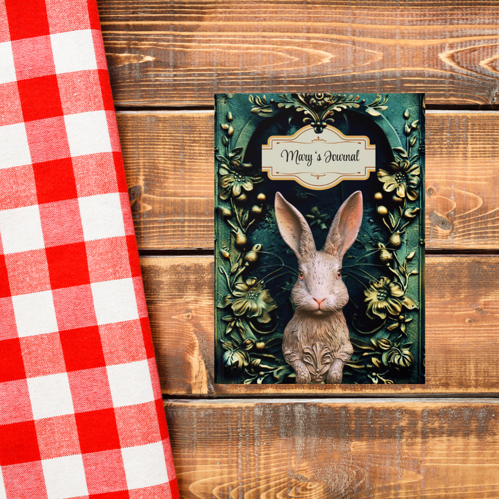 Embossed Look Rabbit Journal – Whimsical Garden Writing Notebook