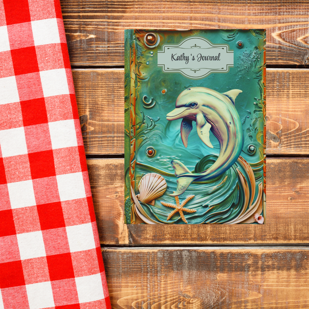 Embossed Look Dolphin Journal – Ocean Fantasy Writing Notebook Gift