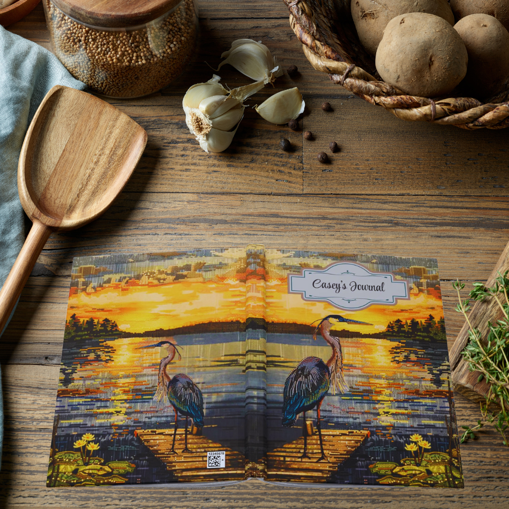 Beaded Look Blue Heron – Hardcover Journal