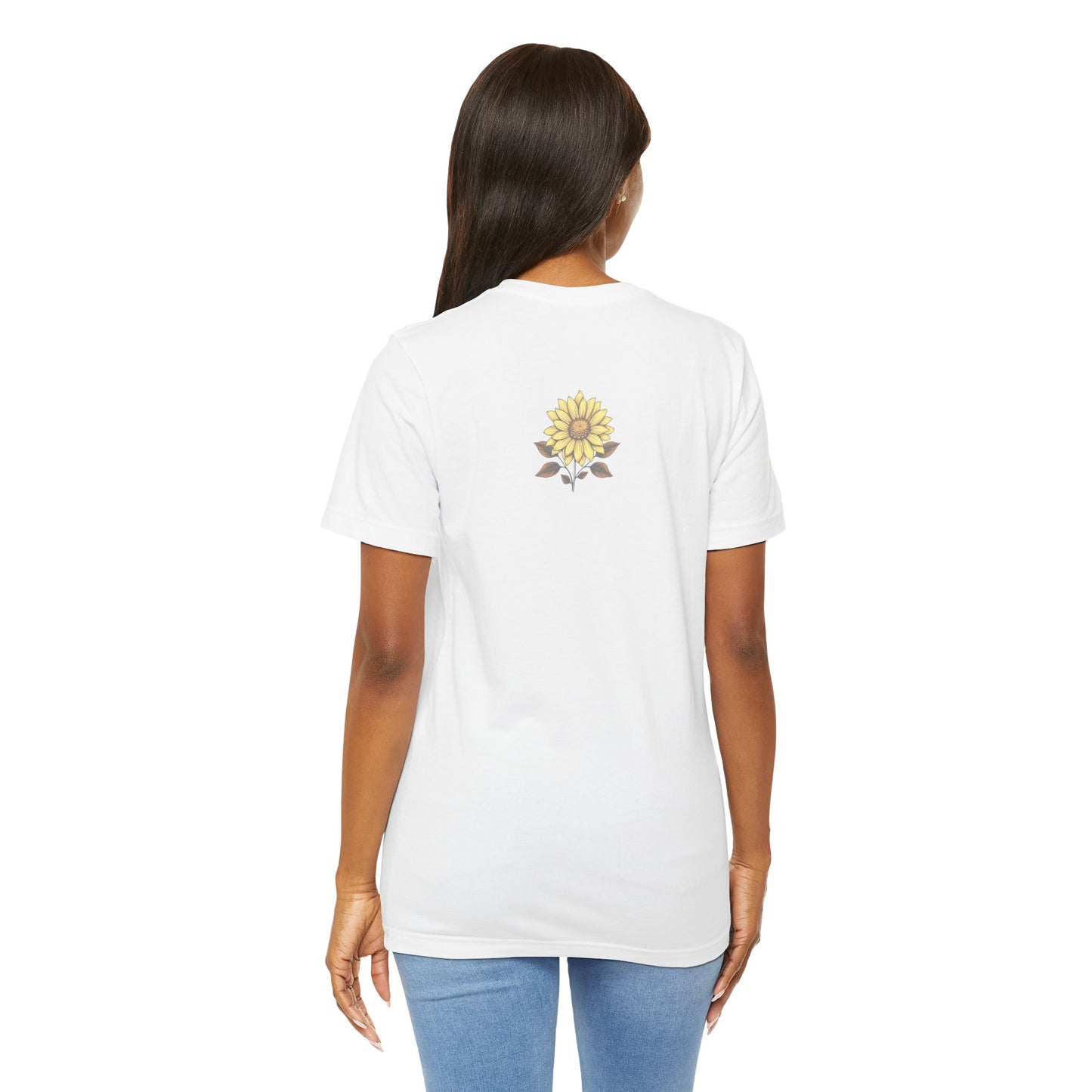 Stand Tall Sunflower T-Shirt – Inspirational Boho Tee with Front & Back Design | Follow the Light Positive Affirmation Shirt
